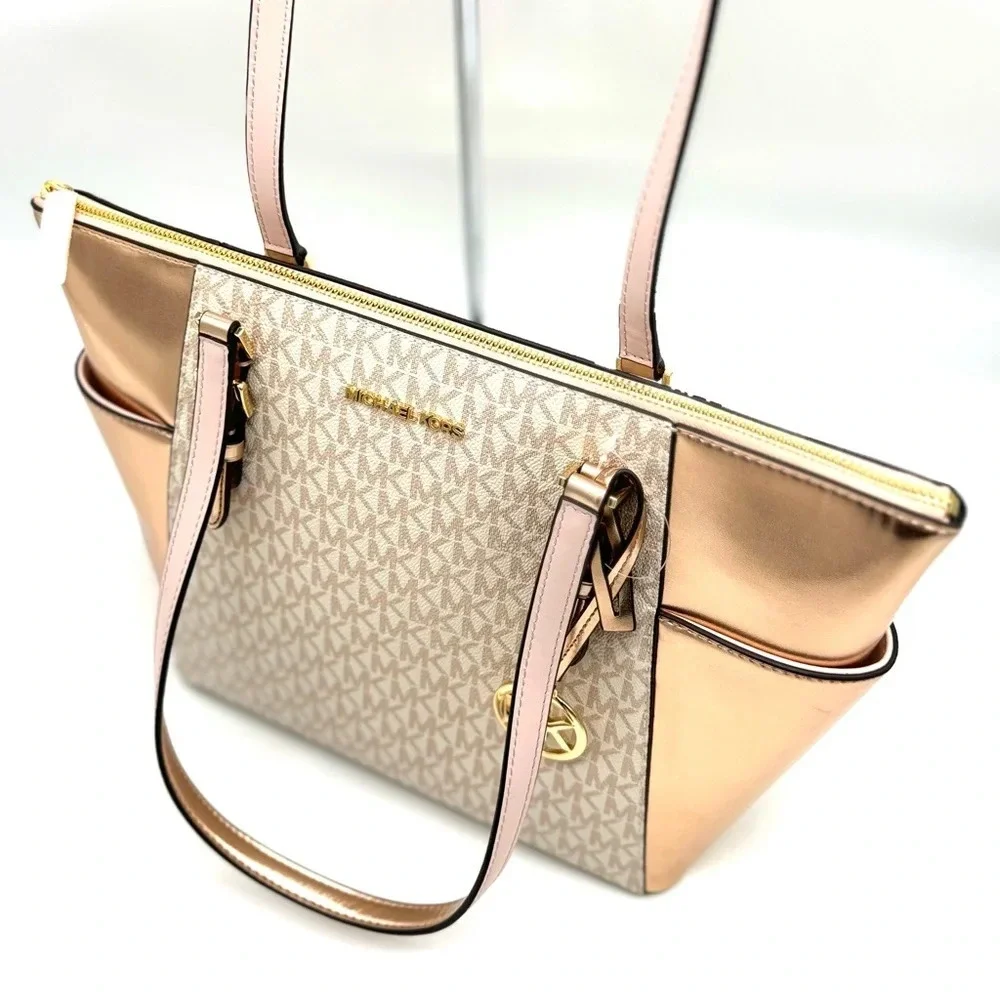 Michael Kors Large Charlotte TZ Tote Bag Rose Gold (NWT)